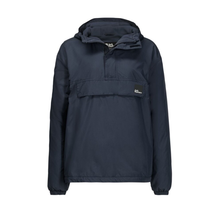 Jack Wolfskin Kurtka zimowa Windbreaker Spirit Ins Smock (wiatroszczelna, wodoodporna, ocieplana) granatowa dzieci (164-176)